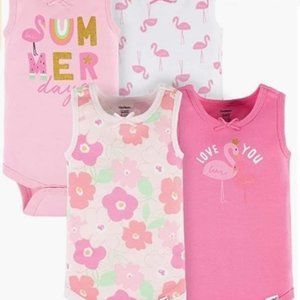 4 Pk Sz 3-6M Gerber Baby Girls Sleeveless Onesies